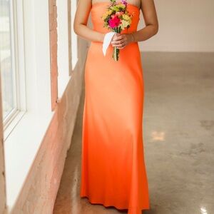 Elegant Orange Strapless Dress